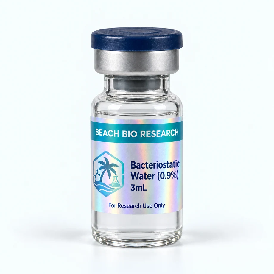Sample holographic vial label for Bacteriostatic Water (0.9%) 3ml