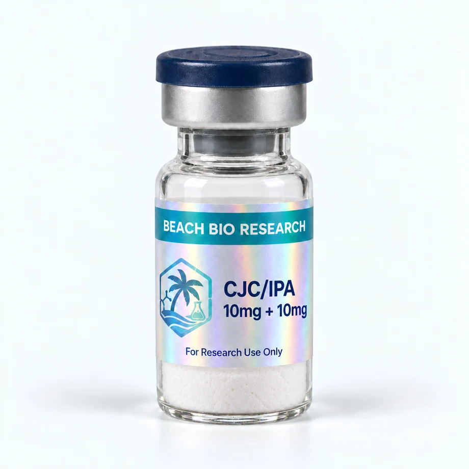 Sample holographic vial label for CJC 10mg + IPA 10mg