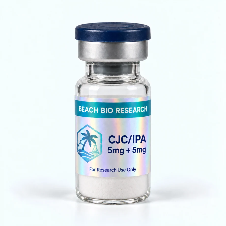 Sample holographic vial label for CJC 5mg + IPA 5mg