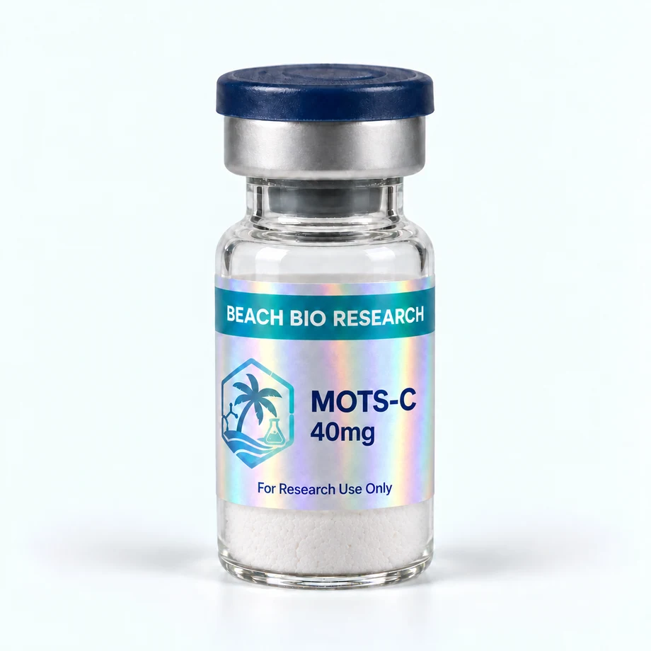 Sample holographic vial label for MOTS-C 40mg