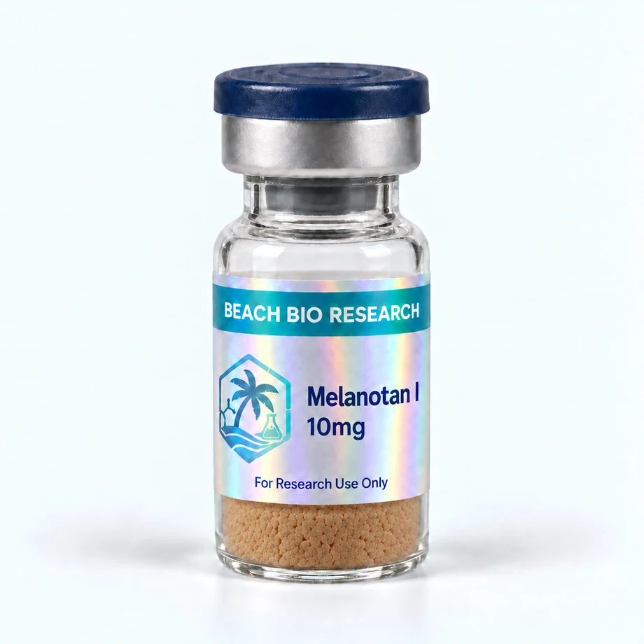 Sample holographic vial label for Melanotan I 10mg