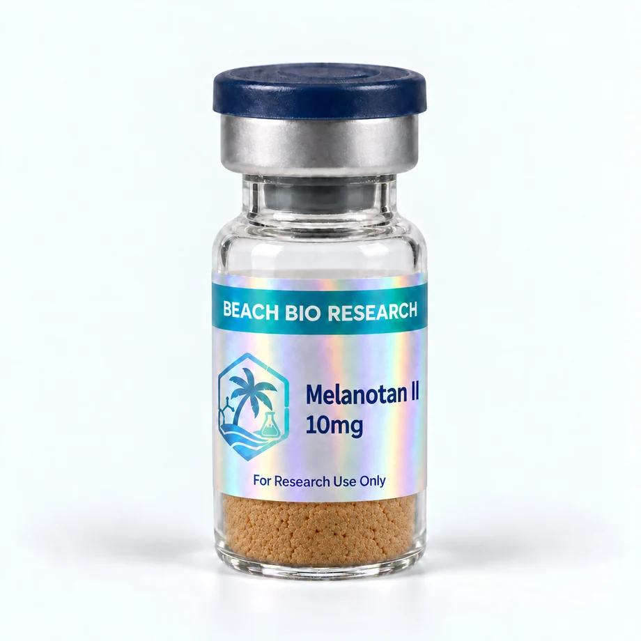 Sample holographic vial label for Melanotan II 10mg