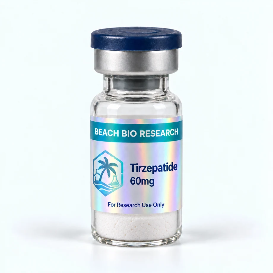 Sample holographic vial label for Tirzepatide 60mg